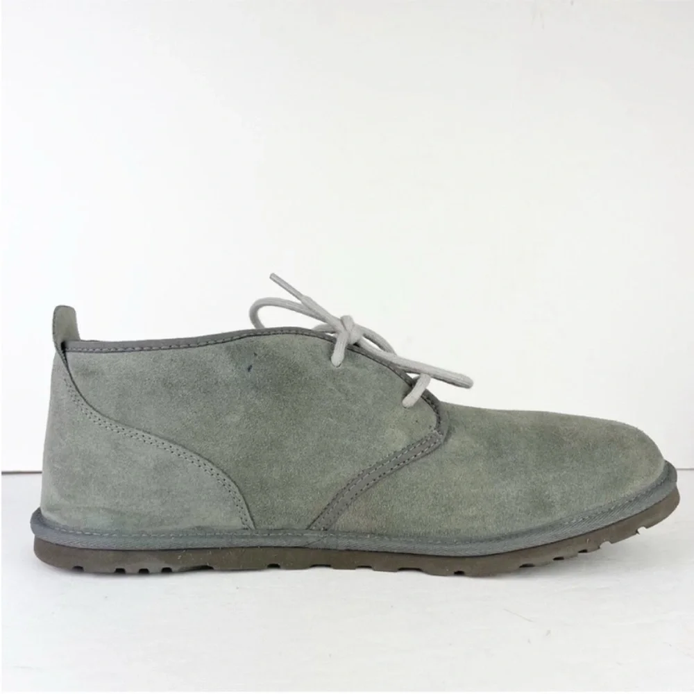 UGG Neumel Charcoal Gray Suede Leather Shearling Lace Up Warm Cozy Ankle Boots